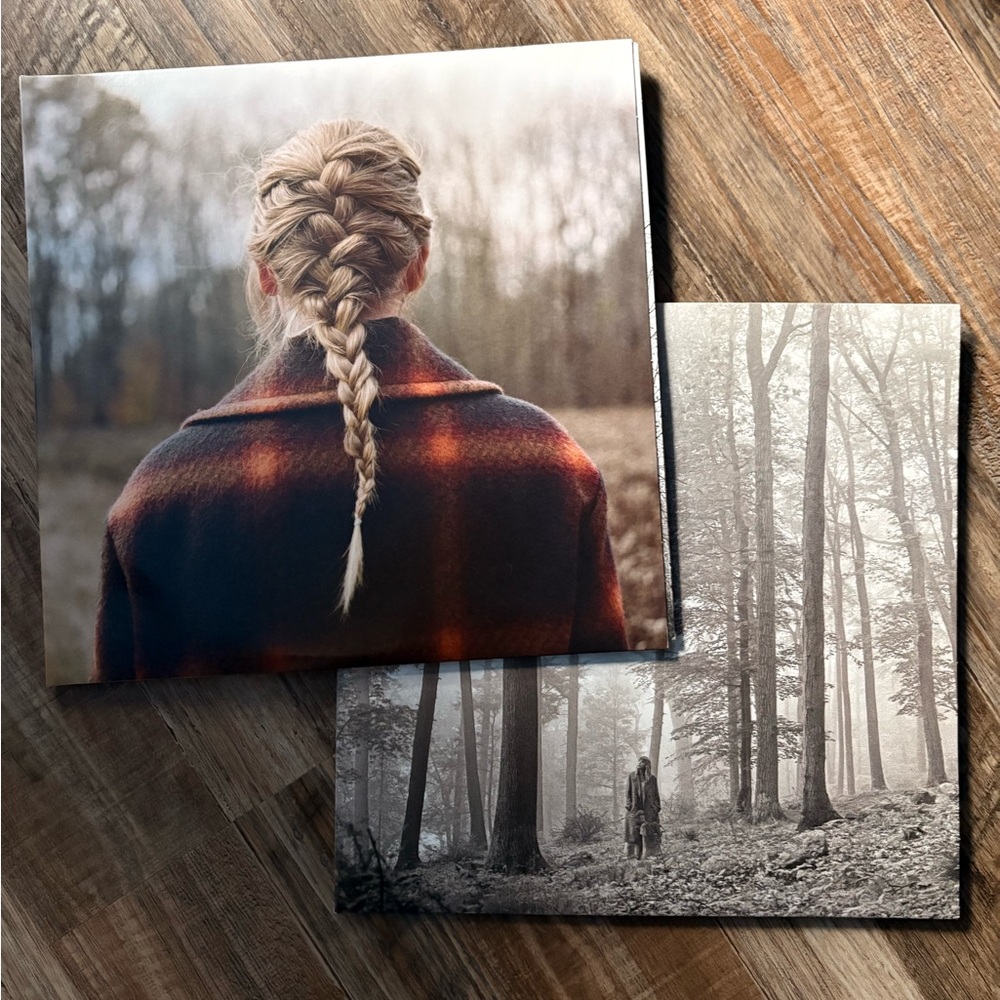 Taylor Swift Brown and Gray Vinyl Record Collection Folklore and Evermore